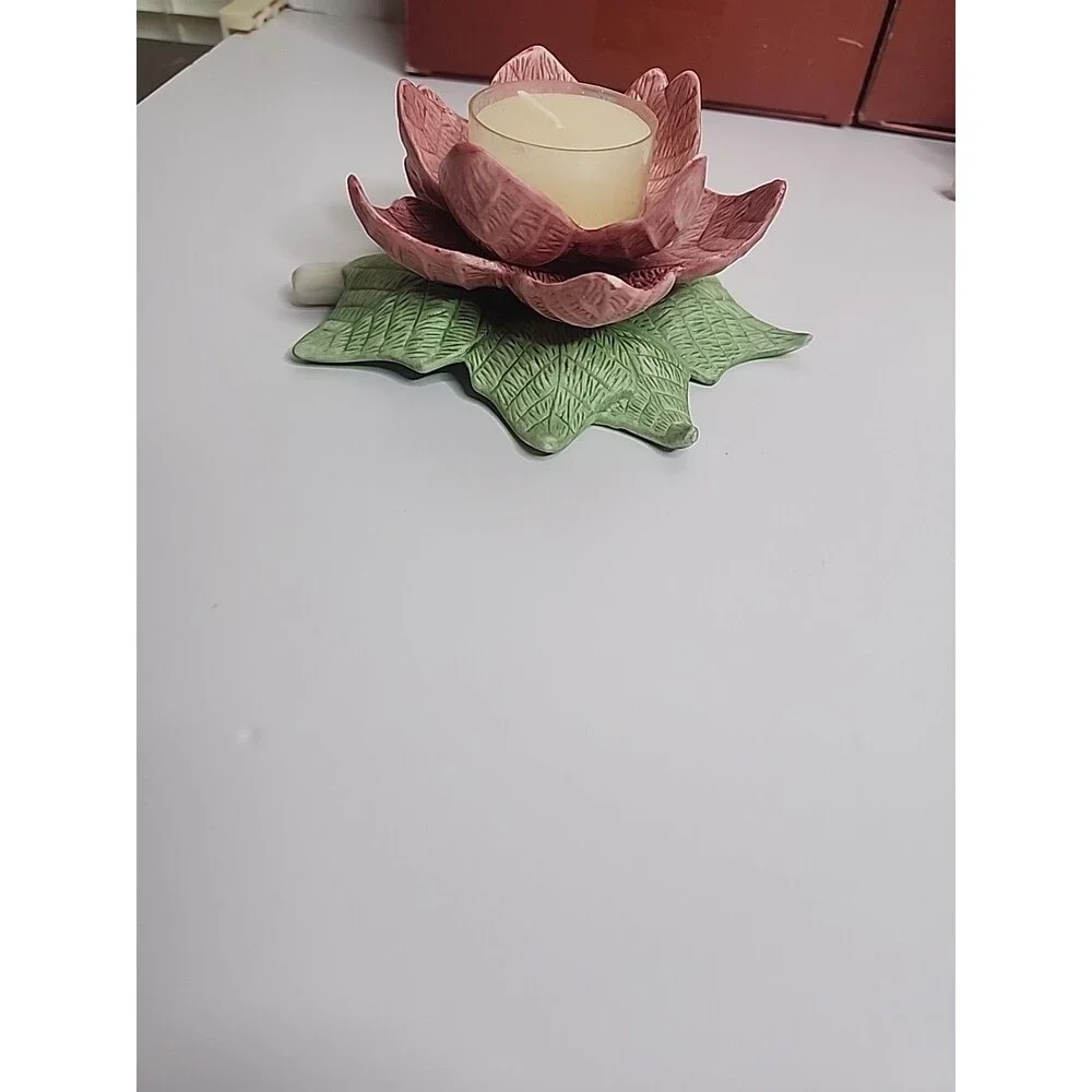 Lot Of 2 Lenox Poinsettia Votive Candle Holder Christmas New in Box Holiday NIB